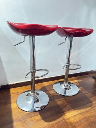 2 Taburetes Bar Diseño Moderno Rojo