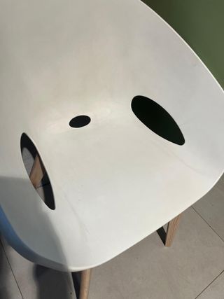 Sillas blancas polipropileno y madera (4uds)