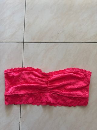 Top bandeau encaje rosa talla 38 nuevo
