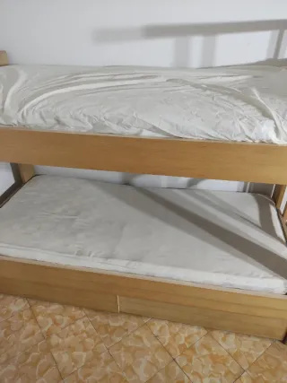 Litera madera con escalera y 2 cajones