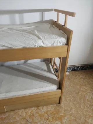 Litera madera con escalera y 2 cajones