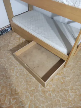 Litera madera con escalera y 2 cajones