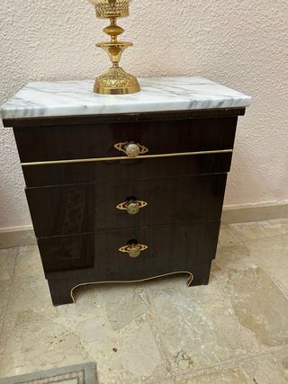 2 Mesitas de Noche Mármol y Madera