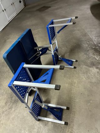 Mesa Plegable Camping con Bancos Azul