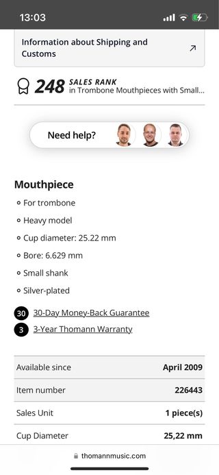 Boquilla Trombón Stork Custom