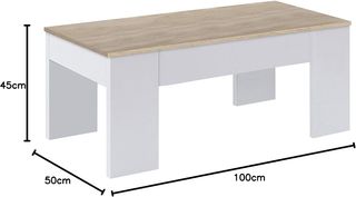 Mesa de centro elevable madera y blanca