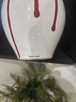 Vaso Ceramica Bianco Rosso Gocciolante
