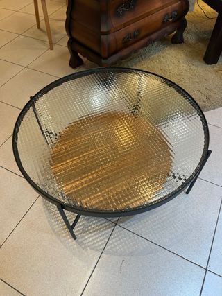 Mesa de centro cristal y metal