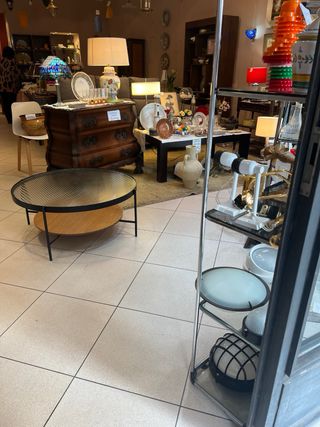 Mesa de centro cristal y metal