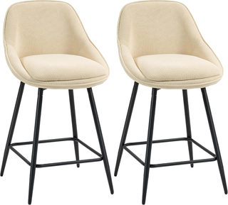 Set 2 Sgabelli Bar con Schienale e Braccioli, Sgab