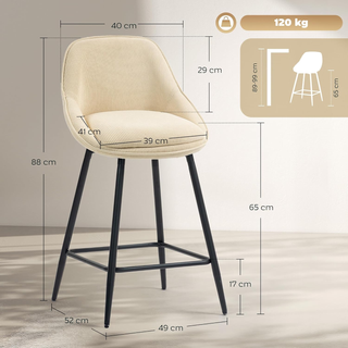 Set 2 Sgabelli Bar con Schienale e Braccioli, Sgab