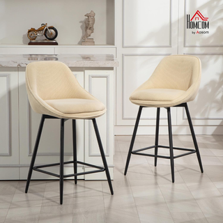 Set 2 Sgabelli Bar con Schienale e Braccioli, Sgab