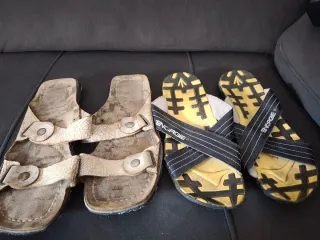 Sandalias hombre beige y negras