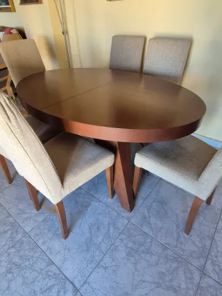 Mesa comedor ovalada extensible y 6 sillas