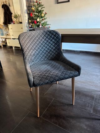4 Sillas de Comedor Terciopelo Gris