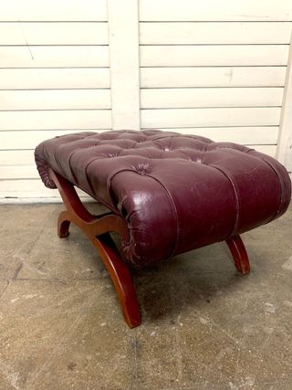 Puff Vintage Piel y Madera