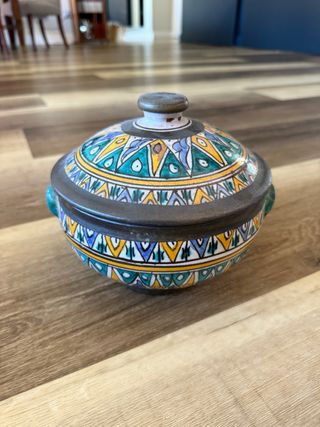 Cuenco decorativo cerámica con tapa