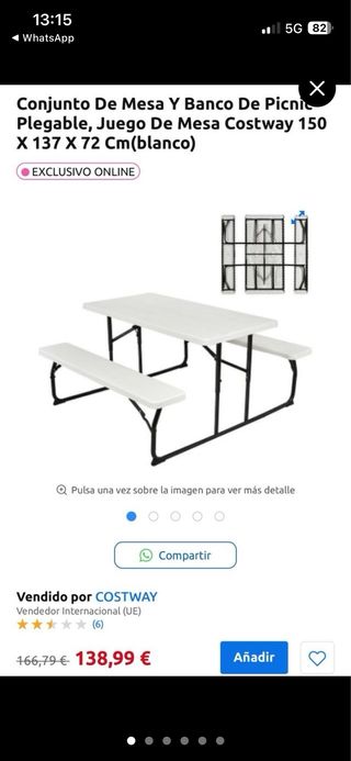 Conjunto Mesa y Bancos Picnic Plegable