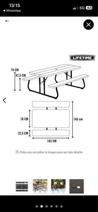 Conjunto Mesa y Bancos Picnic Plegable