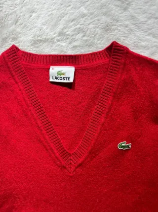 Maglione Lacoste V-neck Bambina XS in cotone rosso