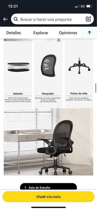Silla de oficina negra sin estrenar
