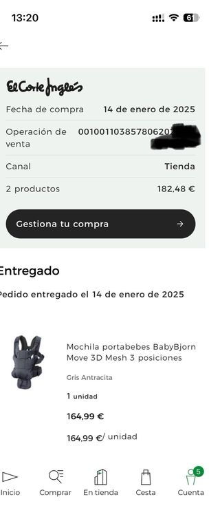 Mochila Portabebés Babybjorn Move Gris