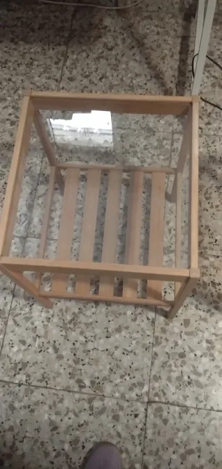 Mesitas auxiliares de madera y cristal
