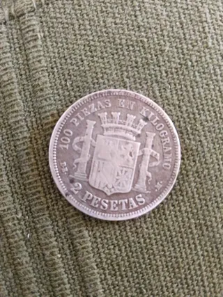 Moneda 2 Pesetas Plata 1870