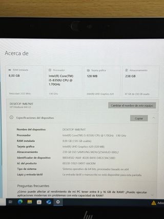 HP EliteBook 840 G5 i5 / 8Gb / 256Gb