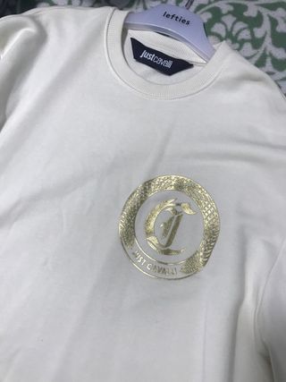 Sudadera Just Cavalli Blanca con Logo Dorado