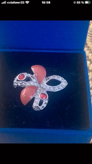 Sortija Swarovski Mariposa Rosa y Plateada