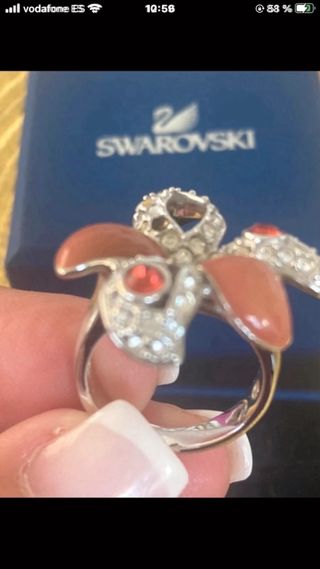 Sortija Swarovski Mariposa Rosa y Plateada