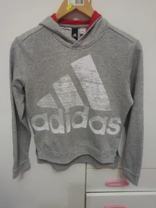 Sudadera Adidas Gris Logo Grande