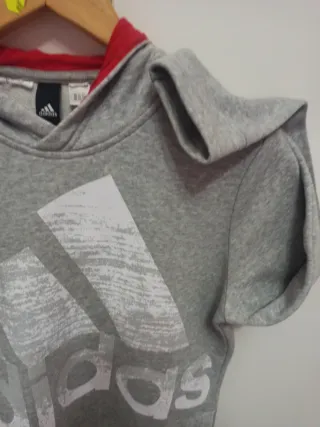 Sudadera Adidas Gris Logo Grande