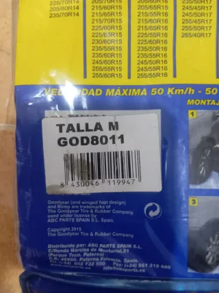 Cadenas Nieve Goodyear Talla M Textiles