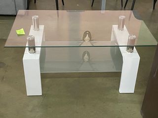 MESA DE CENTRO DE CRISTAL CON BLANCO