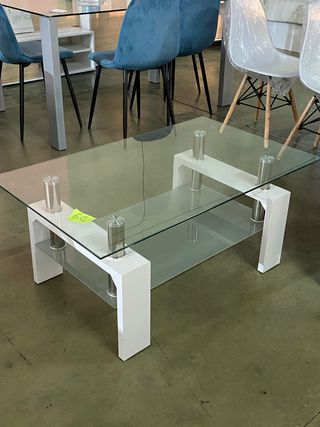 MESA DE CENTRO DE CRISTAL CON BLANCO