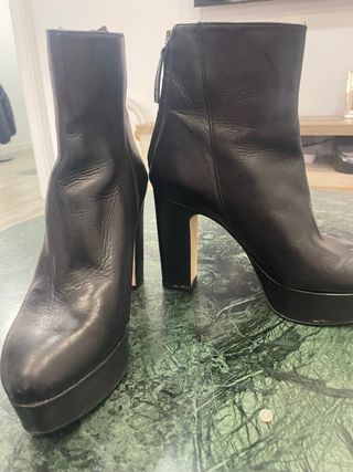 Botín tacón plataforma Zara negro T37