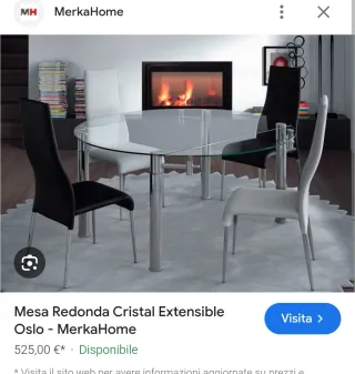 Mesa redonda extensible cristal y metal (Badalona)