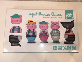 Puzzle Magnético Madera Cerditos y Lobo