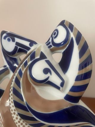 Figura Sargadelos Caballos Azul Blanco Dorado