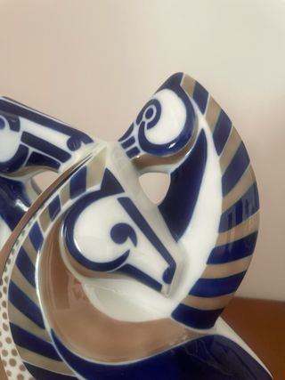 Figura Sargadelos Caballos Azul Blanco Dorado