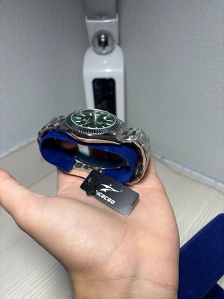 RICHEGO Reloj Elegante Verde Plata Nuevo