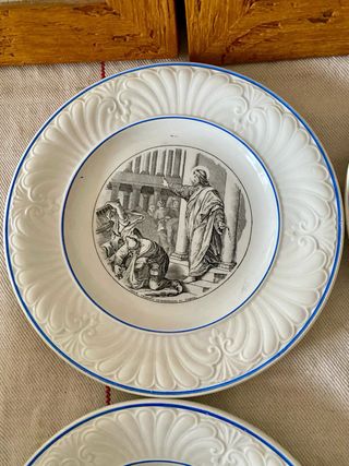 Lote 10 platos parlantes s. XIX Creil et Montereau