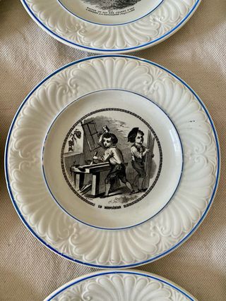 Lote 10 platos parlantes s. XIX Creil et Montereau