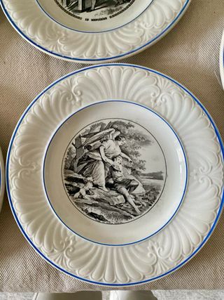 Lote 10 platos parlantes s. XIX Creil et Montereau