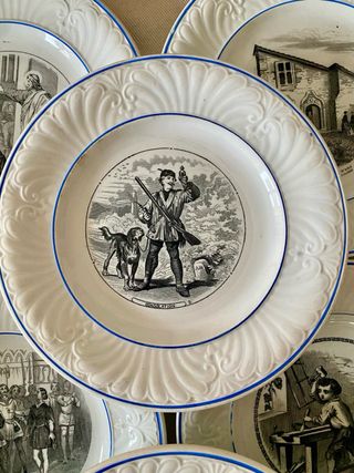 Lote 10 platos parlantes s. XIX Creil et Montereau