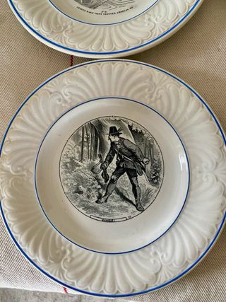 Lote 10 platos parlantes s. XIX Creil et Montereau