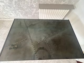 Mesa de comedor cristal y metal