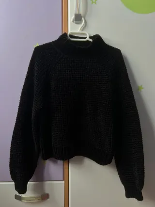 Jersey negro mujer cuello alto